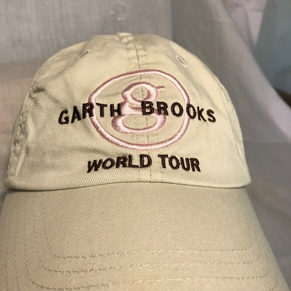 Garth Brooks Hat World Tour 2014 Country Music Tan with Pink Cap Hook & Loop OS - Picture 2 of 8